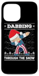 Coque pour iPhone 13 Pro Max Pull de Noël Ugly Dabbing Through The Snow Uncle Sam