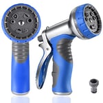 LUFENG Hose Pipe Spray Gun,9 Adjustable Patterns Garden Hose Nozzles & Spray Guns, Heavy Duty Metal High Pressure Hose Nozzle/Hose Gun (Blue-1Pack)