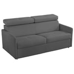 Canapé 2-3 places PARIS en microfibre graphite couchage 120 cm express sommier lattes matelas 16 cm