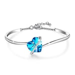 GEORGE · SMITH Bracelet Femme Argent Plaqué Réglable Bracelet Bijoux Cœur pour Femme avec Cristal Bleu Rose, Idéal Bijoux Cadeau Femme de Anniversaire pour Elle Maman Ami – avec Boîte Cadeau