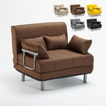 Le Roi Du Relax - Fauteuil convertible lit convertible en tissu Deborah Twin Couleur: Marron