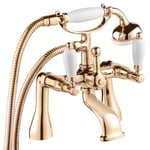 Deva Georgian Pillar Mounted Bath Shower Mixer Tap Gold