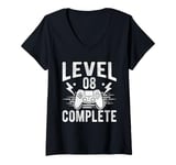 Womens LEVEL 08 COMPLETE 8 Year Anniversary V-Neck T-Shirt