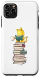 Coque pour iPhone 11 Pro Max Kawaii Cat Reading Book Stack Cute Bookworm T-shirt graphique