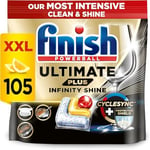 Finish Ultimate Plus Infinity Shine Dishwasher Tablets Lemon 105 Tabs Bulk Buy