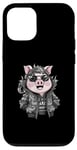 Coque pour iPhone 12/12 Pro Cochon kawaii de dessin animé avec une tenue de dragon cool