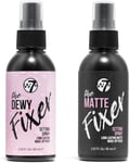 W7 the Fixer Duo - Makeup Setting Spray 2Pcs Set - Dewy & Matte Finishes for Fix