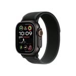 Apple Watch Ultra 2 (49 mm GPS + Cellular) Montre de Sport connectée avec Boîtier en Titane Noir et Boucle Trail Noir (S/M). Suivi de l’activité, GPS Haute précision, Neutre en Carbone