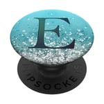 Teal Dark Blue Initial Letter-E On Light Blue PopSockets Adhesive PopGrip