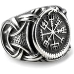 Vikingring i rostfritt stål med Vegvisir och keltisk knut.,ZQKLA