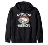 Drumming My Daily Dose Of Therapy Drum Drummer Retro Vintage Zip Hoodie