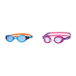 Zoggs Phantom 2.0 Childrens Swimming Goggles, UV Protection Swim Goggles, Blue/Orange/Blue & Little Ripper Kids Swimming Goggles, UV Protection Swim Goggles, Pink/Purple