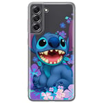 ERT GROUP mobile phone case for Samsung S21 FE original and officially Licensed Disney pattern Stitch 001 optimally adapted to the shape of the mobile phone, partially transparent