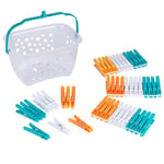 Beldray Ultra-Grip Lot de 48 Epingles à Linge avec Panier de Rangement, Pinces Agrippantes en Plastique Recyclé pour Corde à Linge et Étendoir, Épingles à Linge Résistantes pour Vêtements,Multicolores