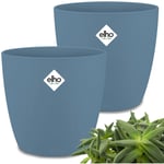 Set de Pots de fleurs brussels Bleu Rond pot de fleur 2,2L bac à fleurs balcon pour jardin terrasse cache-pot Set de 2 - Gardebruk