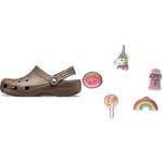 Crocs Classic, Sabots Mixte, Chocolat, 42/43 EU + Personnalisez Jibbitz, Tout est Beau, Taille Unique