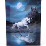 ANNE STOKES Petite toile licorne au clair de lune Blanc/bleu