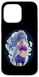 Coque pour iPhone 14 Pro Max Fille de style anime et manga aux cheveux bleus en tenue de sport