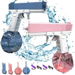 2-pack automatisk elektrisk vattenpistol med en knapp sommarfestleksaker - Blue and pink