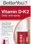 BetterYou D3000 + Vitamin D + K2 Spray Essential Nutrients Healthy Bones 12ml