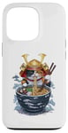 Coque pour iPhone 13 Pro Chat Samouraï mangeant des ramen Anime