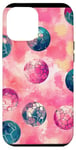 Coque pour iPhone 12 Pro Max Aquarelle rose tropical rétro Lucky Disco 8 Ball Pattern