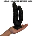 DOUBLE DILDO Realistic 8.5 Inch Double Penetrator Suction Cup Sex Toy BLACK