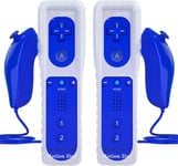 2 Pièce Manette De Wii Avec Manette Nunchuck,Contrôleur De Wii Télécommande Controller Pour Wii Remote Motion Plus Intégré Avec Contrôleur Nunchuk Étui En Silicone Dragonne Pour Wii