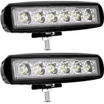 LED Arbetslampa 12V 18W Bil LED Projektor 12v Spot Flood LED Dimljus 9,200lm Arbetslampor för Bil Lastbil Traktor SUV Båt [2 stycken]