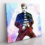 Elvis Presley The Jailhouse Rock in Abstract Modern Canvas Wall Art Print Ready to Hang, Framed Picture for Living Room Bedroom Home Office Décor, 35x35 cm (14x14 Inch)