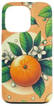 Coque pour iPhone 13 Pro Agrumes orange avec feuilles vertes et fleurs