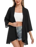 Irevial​​ Cardigan D'été Femme Manches 3/4 Boléro élégant en Mousseline de Soie Kimono Châle Chic pour Femme