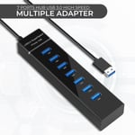 USB 3.0 Hub 7-Ports High Speed Multi Splitter Expansion For Laptop Desktop PC UK