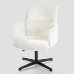 MEUBLE COSY Chaise de Bureau Fauteuil Coiffeuse Chambre Ergonomique Siège Pivotant Hauteur Réglable avec Accoudoir en Bouclette sans roulettes Capacité 120 kg Blanc, 66x63x82-94cm