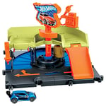 Hot Wheels City Station de lavage express Coffret avec 1 véhicule Hot Wheels, se connecte aux autres pistes et coffrets, cadeau pour enfants de 4 à 8 ans, HDR27