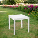 Dmora - Table d'extérieur Agrigento, Table de jardin carrée, Table basse fixe effet rotin, 100% Made in Italy, 79x79h72 cm, Blanc