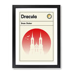 Book Cover Dracula Bram Stoker Modern Framed Wall Art Print, Ready to Hang Picture for Living Room Bedroom Home Office Décor, Black A2 (64 x 46 cm)