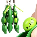 1pcs Cute Key-Chain Ring 7 x 2 cm Plastic Green Hairy Pods Shape Key-Chain Ring Nice Gift for Kids