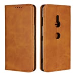 Copmob Sony Xperia 10 III Phone Case,Premium Flip Leather Wallet Case,[3 Card Slots][Stand Function][Magnetic Closure],Protective Cover Case for Sony Xperia 10 III - Light Brown