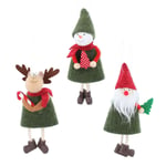 Gisela Graham Set of 3 Festive Characters with Dangly Legs Christmas Decorations