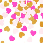 Glitter Gold Rose Pink Heart Confetti Sprinkles Paper Confetti for Table or Cake Display Stand Decoration of Party Birthday Valentines Day Wedding Bridal Baby Shower Lasting Surprise 300pcs