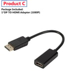 1080P DP TO HDMI - = 0.5 m - Adaptateur DisplayPort vers HDMI 4K, convertisseur mâle, DP vers femelle, câble TV HD, adaptateur Audio et vidéo pour PC TV