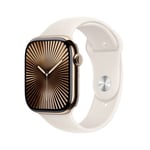 Apple Watch Series 10 GPS + Cellular 46mm Guld Titanboett med Stjärnglans Sportband - S/M