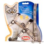 Kattsele med Kattkoppel Tartan beige