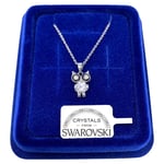 Collier Hibou Petit Pl. or Blanc 18k Ras-Du-Cou avec des Cristaux Swarovski S86