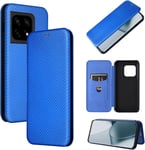 Compatible Avec Coque One Plus 10 Pro 5g, Mince Flip Fibre De Carbone [Test De Chute] Antichoc Stand Fente Avec Carte, Protecteur D'écran En Verre Trempé*2-Bleu