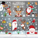 Stickers Decoration Noel Fenetre - 248 PCS Décoration Autocollants Noël Fenêtre, Deco Noel avec Flocon de Neige Père Noël Wapiti pour Fenetre, Porte, Verre, Interieur