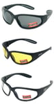 Hercules Multipack Unbreakable Motorcycle Sunglasses 1 Clear 1 Yellow 1 Smoked 