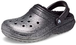 Crocs Men's Classic Glitter Lined Clog, Black/Silver, 10 UK