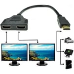 1080P Port HDMI mâle à 2 femelle 1 In 2 Out Splitter câble adaptateur convertisseur ew1184